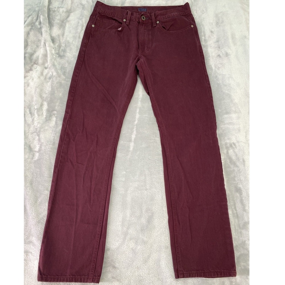 SeanJohn Clayton Slim Straight Denim Jeans Men 32 Burgundy Diddler Party Stretch